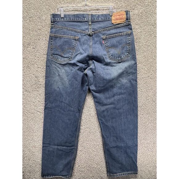 Levis Jeans Men 36x30 Blue 550 Relaxed Fit Straight Medium Wash Denim Vintage 04 - Picture 5 of 9